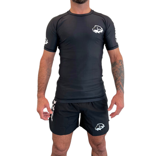 FERUS Combat Short Sleeve Black Rashguard (AJP Legal)