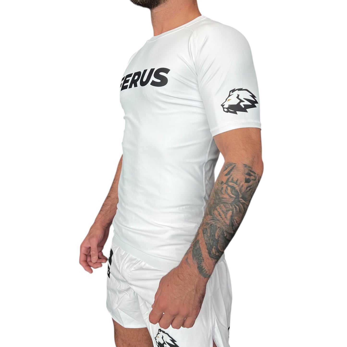 FERUS Combat Short Sleeve White Rashguard (AJP Legal)