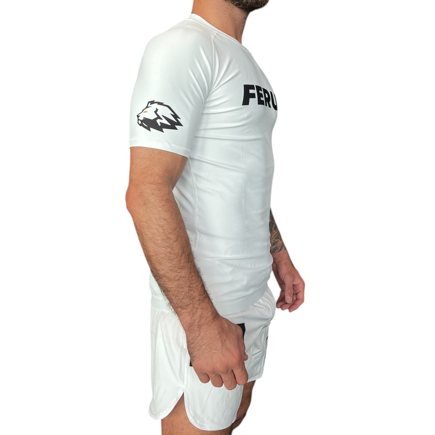 FERUS Combat Short Sleeve White Rashguard (AJP Legal)