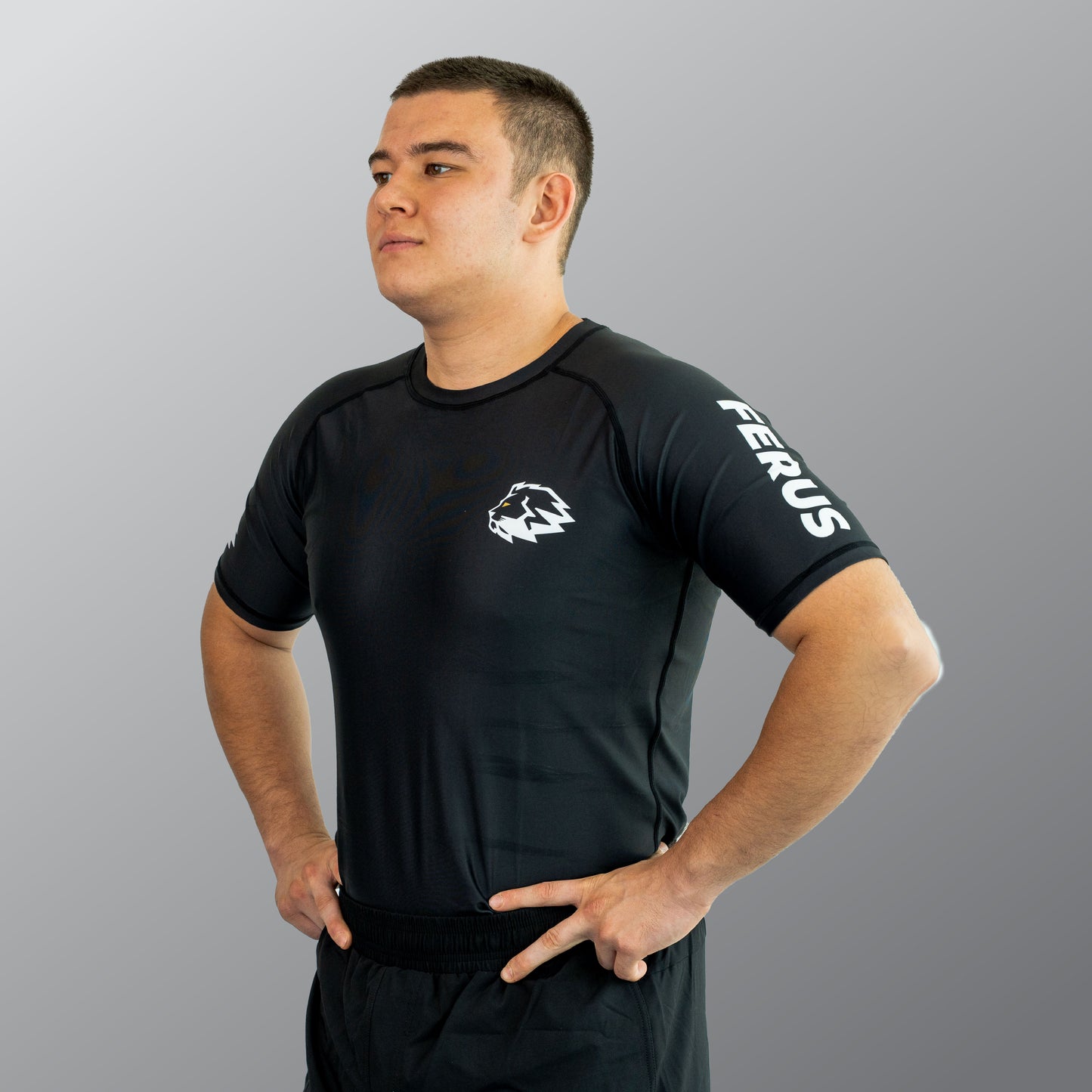 FERUS Unisex Short Sleeve Black Rashguard (AJP Legal)