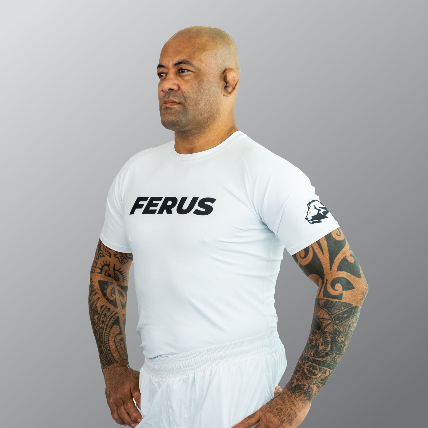 FERUS Unisex Short Sleeve White Rashguard (AJP Legal)