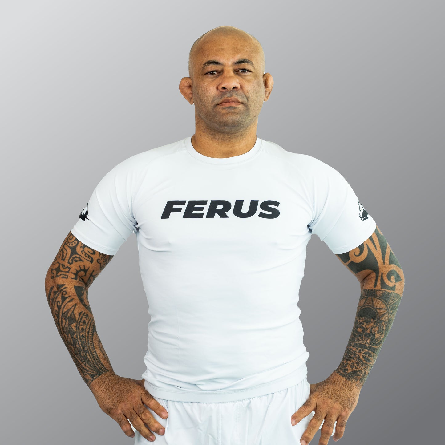 FERUS Unisex Short Sleeve White Rashguard (AJP Legal)