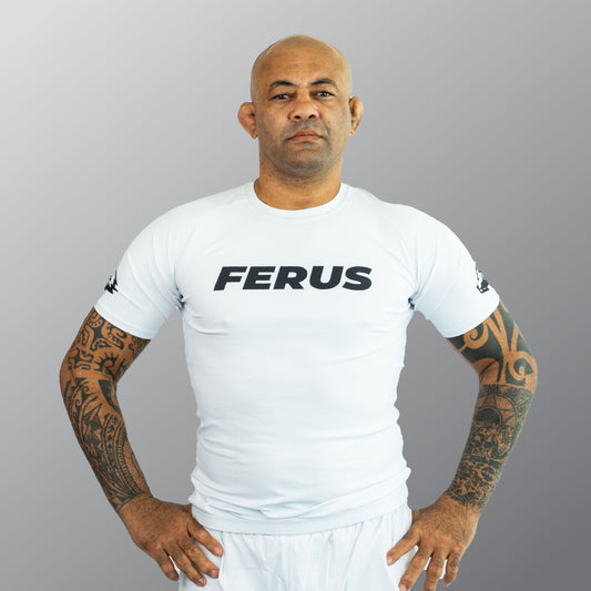 FERUS Unisex Short Sleeve White Rashguard (AJP Legal)